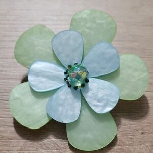 Pastel Green and Blue Flower Brooch